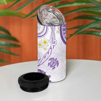 Polynesia Tribal 4 in 1 Can Cooler Tumbler Lilac Plumeria Tentacles