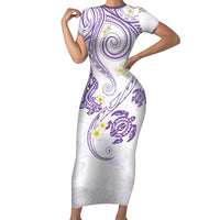 Polynesia Tribal Family Matching Short Sleeve Bodycon Dress and Hawaiian Shirt Lilac Plumeria Tentacles