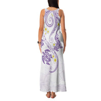 Polynesia Tribal Family Matching Tank Maxi Dress and Hawaiian Shirt Lilac Plumeria Tentacles