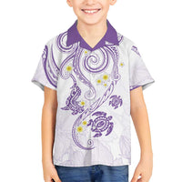 Polynesia Tribal Family Matching Tank Maxi Dress and Hawaiian Shirt Lilac Plumeria Tentacles