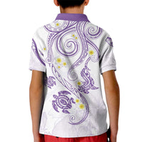 Polynesia Tribal Kid Polo Shirt Lilac Plumeria Tentacles