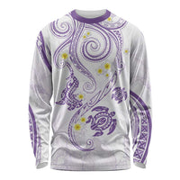 Polynesia Tribal Long Sleeve Shirt Lilac Plumeria Tentacles