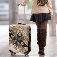 Bula Fiji Plumeria Tagimoucia Salusalu Beige Luggage Cover Kaiviti Masi LT7 - Polynesian Pride