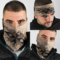 Bula Fiji Plumeria Tagimoucia Salusalu Beige Neck Gaiter Kaiviti Masi - Polynesian Pride