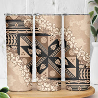Bula Fiji Plumeria Tagimoucia Salusalu Beige Skinny Tumbler Kaiviti Masi LT7 - Polynesian Pride