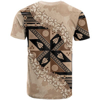 Bula Fiji Plumeria Tagimoucia Salusalu Beige T Shirt Kaiviti Masi LT7 - Polynesian Pride