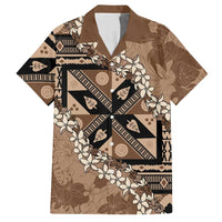 Bula Fiji Plumeria Tagimoucia Salusalu Mocha Hawaiian Shirt Kaiviti Masi LT7 Mocha - Polynesian Pride