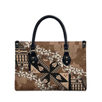 Bula Fiji Plumeria Tagimoucia Salusalu Mocha Leather Bag Kaiviti Masi LT7 - Polynesian Pride