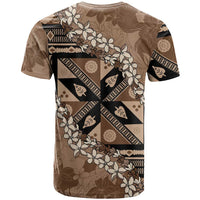 Bula Fiji Plumeria Tagimoucia Salusalu Mocha T Shirt Kaiviti Masi LT7 - Polynesian Pride