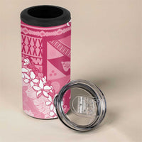 Bula Fiji Plumeria Tagimoucia Salusalu Pink 4 in 1 Can Cooler Tumbler Kaiviti Masi LT7 - Polynesian Pride