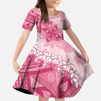 Bula Fiji Plumeria Tagimoucia Salusalu Pink Family Matching Mermaid Dress and Hawaiian Shirt Kaiviti Masi LT7 Daughter's Dress Pink - Polynesian Pride