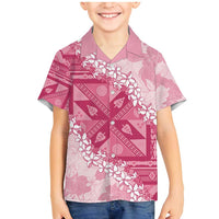 Bula Fiji Plumeria Tagimoucia Salusalu Pink Family Matching Mermaid Dress and Hawaiian Shirt Kaiviti Masi LT7 Son's Shirt Pink - Polynesian Pride