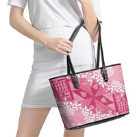 Bula Fiji Plumeria Tagimoucia Salusalu Pink Leather Tote Bag Kaiviti Masi LT7 - Polynesian Pride