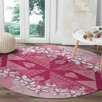 Bula Fiji Plumeria Tagimoucia Salusalu Pink Round Carpet Kaiviti Masi - Polynesian Pride