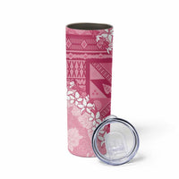 Bula Fiji Plumeria Tagimoucia Salusalu Pink Skinny Tumbler Kaiviti Masi LT7 - Polynesian Pride