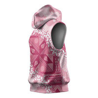 Bula Fiji Plumeria Tagimoucia Salusalu Pink Sleeveless Hoodie Kaiviti Masi - Polynesian Pride