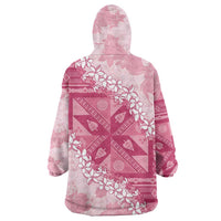Bula Fiji Plumeria Tagimoucia Salusalu Pink Wearable Blanket Hoodie Kaiviti Masi LT7 - Polynesian Pride