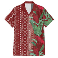 Women's Day Samoa Malu Tattoo Inspired Mix Teuila Family Matching Mermaid Dress and Hawaiian Shirt Scarlet LT7 Dad's Shirt - Short Sleeve Scarlet - Polynesian Pride