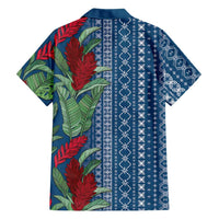 Women's Day Samoa Malu Tattoo Inspired Mix Teuila Family Matching Short Sleeve Bodycon Dress and Hawaiian Shirt Royal Blue LT7 - Polynesian Pride