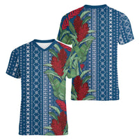 Women's Day Samoa Malu Tattoo Inspired Mix Teuila Women V-Neck T-Shirt Royal Blue