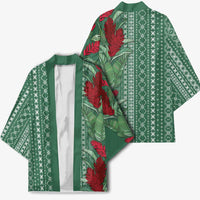 Women's Day Samoa Malu Tattoo Inspired Mix Teuila Kimono Sage Green