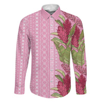 Women's Day Samoa Malu Tattoo Inspired Mix Teuila Family Matching Off The Shoulder Long Sleeve Dress and Hawaiian Shirt Rose Pink LT7 Dad's Shirt - Long Sleeve Rose Pink - Polynesian Pride