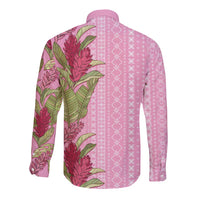 Women's Day Samoa Malu Tattoo Inspired Mix Teuila Long Sleeve Button Shirt Rose Pink