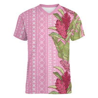 Women's Day Samoa Malu Tattoo Inspired Mix Teuila Women V-Neck T-Shirt Rose Pink