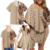 Women's Day Samoa Malu Tattoo Inspired Mix Teuila Family Matching Off Shoulder Short Dress and Hawaiian Shirt Vintage Tapa LT7 - Polynesian Pride