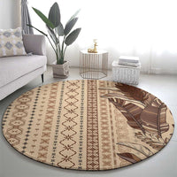 Women's Day Samoa Malu Tattoo Inspired Mix Teuila Round Carpet Vintage Tapa