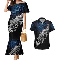 Maori Matariki Couples Matching Mermaid Dress and Hawaiian Shirt Landscape Styled Fern - Galaxy