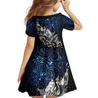 Maori Matariki Family Matching Off Shoulder Maxi Dress and Hawaiian Shirt Landscape Styled Fern - Galaxy