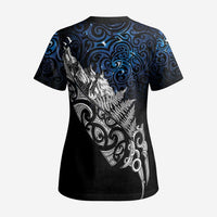 Maori Matariki Scrub Top Landscape Styled Fern - Galaxy - Polynesian Pride