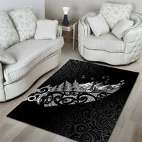 Maori Matariki Area Rug Landscape Styled Fern - Monochrome