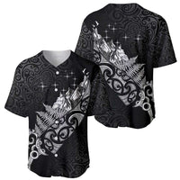 Maori Matariki Baseball Jersey Landscape Styled Fern - Monochrome