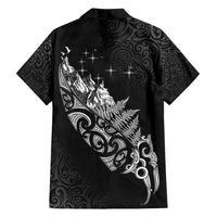 Maori Matariki Family Matching Off Shoulder Maxi Dress and Hawaiian Shirt Landscape Styled Fern - Monochrome