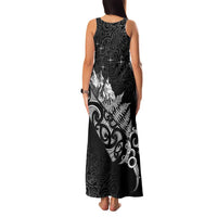 Maori Matariki Family Matching Tank Maxi Dress and Hawaiian Shirt Landscape Styled Fern - Monochrome