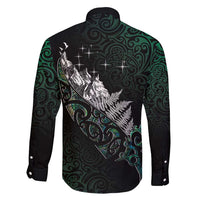 Maori Matariki Family Matching Long Sleeve Bodycon Dress and Hawaiian Shirt Landscape Styled Fern - Paua Shell