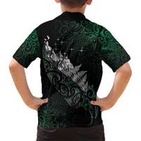 Maori Matariki Family Matching Short Sleeve Bodycon Dress and Hawaiian Shirt Landscape Styled Fern - Paua Shell