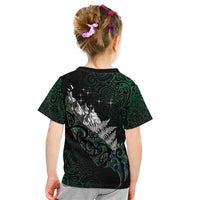 Maori Matariki Kid T Shirt Landscape Styled Fern - Paua Shell