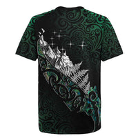 Maori Matariki Rugby Jersey Landscape Styled Fern - Paua Shell