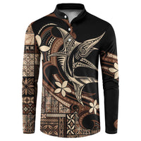 Samoa Manuia le Aso Tuto'atasi Button Sweatshirt Siapo Mamanu Mix Tatau Marlin