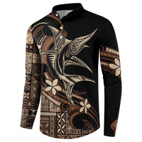 Samoa Manuia le Aso Tuto'atasi Button Sweatshirt Siapo Mamanu Mix Tatau Marlin