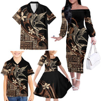 Samoa Manuia le Aso Tuto'atasi Family Matching Off The Shoulder Long Sleeve Dress and Hawaiian Shirt Siapo Mamanu Mix Tatau Marlin