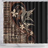 Samoa Manuia le Aso Tuto'atasi Shower Curtain Siapo Mamanu Mix Tatau Marlin