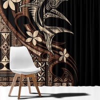 Samoa Manuia le Aso Tuto'atasi Window Curtain Siapo Mamanu Mix Tatau Marlin