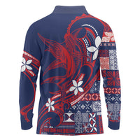 Samoa Manuia le Aso Tuto'atasi Long Sleeve Polo Shirt Siapo Mamanu Mix Tatau Marlin - Flag Color