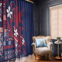 Samoa Manuia le Aso Tuto'atasi Window Curtain Siapo Mamanu Mix Tatau Marlin - Flag Color