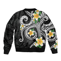 Kanaka Maoli Hawaii Plumeria Bomber Jacket Dancing Tentacles Black Style