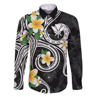 Kanaka Maoli Hawaii Plumeria Family Matching Short Sleeve Bodycon Dress and Hawaiian Shirt Dancing Tentacles Black Style